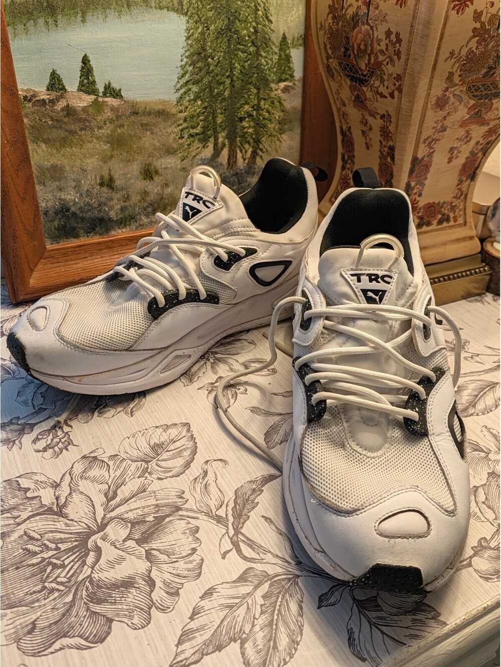 Puma TRC White Black Speckled Chunky Sneakers Men's Size 11.5 (386430-01)